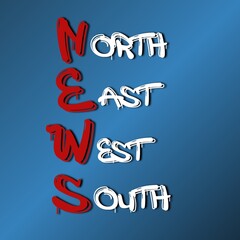 News icon on gradient color background with abbreviation.North East South West.World news reporting medias.Breaking news abbreviation.Navigation sign