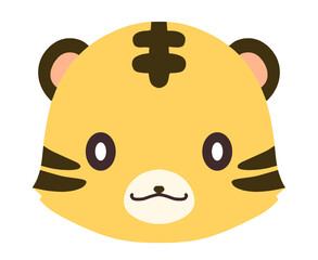 笑顔のトラの顔のアイコンイラスト