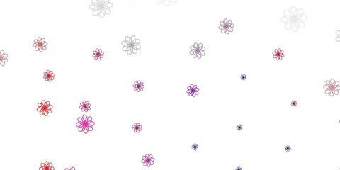 Light Blue, Red vector doodle template with flowers.