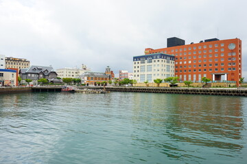 Fototapeta premium Moji retro town, in Fukuoka, Kitakyushu, Japan - 北九州 福岡 門司港の街並み