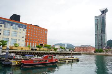 Naklejka premium Moji retro town, in Fukuoka, Kitakyushu, Japan - 北九州 福岡 門司港の街並み