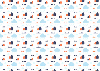 mountain and cloud vector seamless pattern on white background ep19