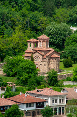 Fototapeta na wymiar Veliko Tarnovo Bulgaria, Saint Demetrius church with houses in the foreground