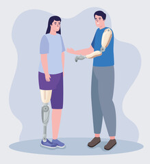 couple persons using prosthetics