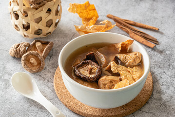 Vegetarian stewed tofu and shiitake mushroom with five spice, Chinese vegetarian food festival