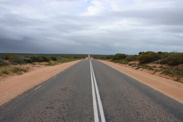 Long straight road near Shark Bay, Western Australia.