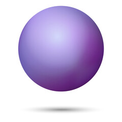 Fototapeta premium Glass purple ball or precious pearl. Glossy realistic ball, 3D abstract vector illustration highlighted on a white background. Big metal bubble with shadow