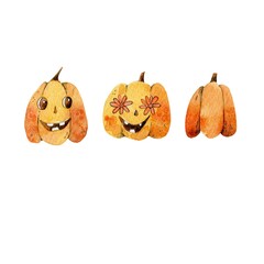 Halloween set watercolor illustration pumpkin isolated on white background 