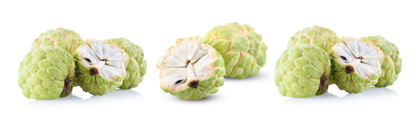 custard apple or sugar apple fruit on white background