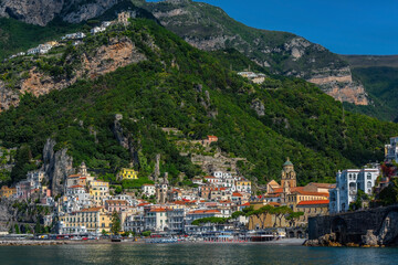 Fototapeta na wymiar The Italian city of Amalfi - the historical, cultural and tourist center of the Amalfi coast