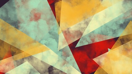 Abstract painting art with multicolor grunge triangle paint brush for presentation, website background, banner, wall decoration, or t-shirt design.