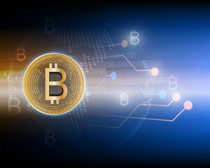bitcoin digital currency abstract golden illustration background