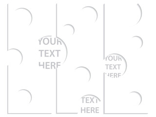 Set of white paper labels with round frames for your text. Flat design trendy backgrounds.