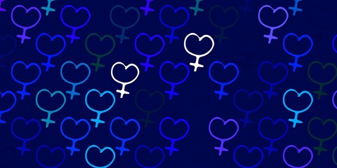 Light Blue, Red vector background with woman symbols.