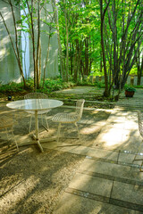 ゆっくりとできる自然の中のテラス席