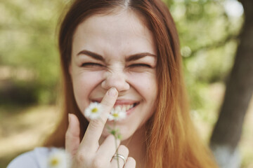 woman Wildflowers nature Fresh air