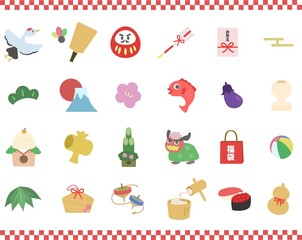 ポップでかわいい年賀状素材のセット