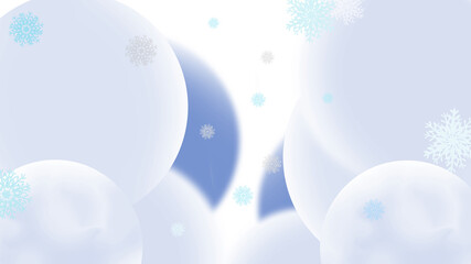 Fototapeta na wymiar 雪の結晶と宙に浮く球体、冬のイメージのバックグラウンド
