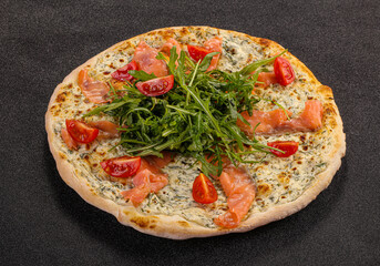 Italian Pizza with salmon and cheese