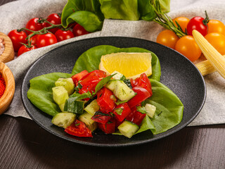 Season vegetable salad with tomato