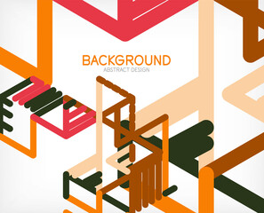 Abstract background. Color lines on white background. Linear abstract composition. Techno or business concept for wallpaper, banner, background, landing page