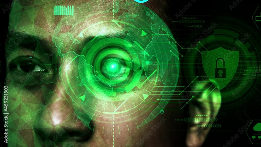 Poster cyber security encryption technology to protect data privacy conceptual . 3d render computer graphic