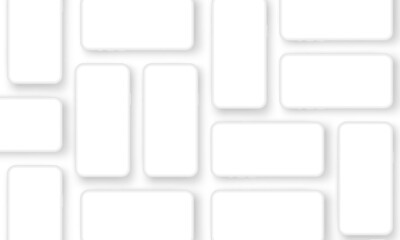 White Clay Smartphones with Blank Screens for App Design Presentation. Vector Illustration