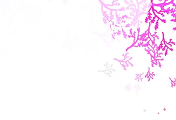 Light Purple, Pink vector doodle pattern with branches.
