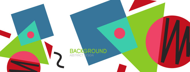Abstract background. Blocks, lines, triangles, circles composition. Techno or business concept for wallpaper, banner, background, landing page