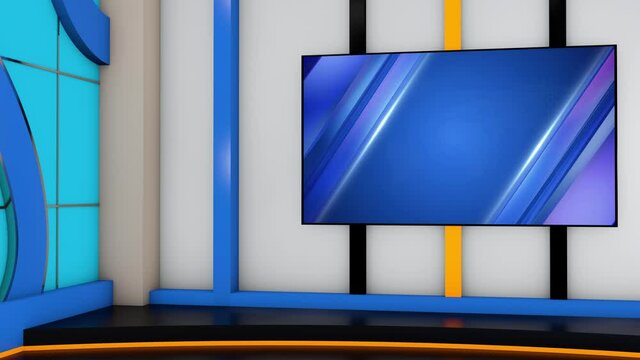 Virtual studio set.news studios background.3D render Virtual studio Background.news studio virtual vizrt television set design