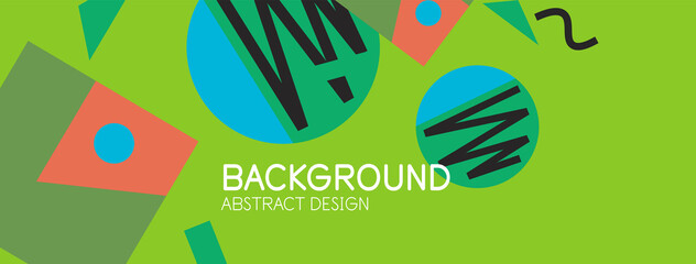Abstract background. Blocks, lines, triangles, circles composition. Techno or business concept for wallpaper, banner, background, landing page