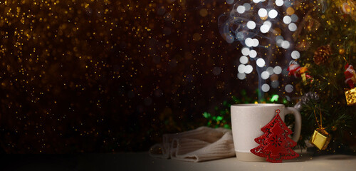 Christmas tree and light bokeh