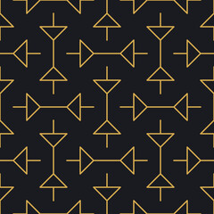 Abstract seamless geometric gold linear pattern for packaging, design of luxury products. Vector illustration for wallpaper, surface, web design, textile, décor.