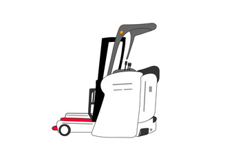 リーチ式フォークリフト（ホワイト）のイラスト