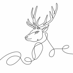 Deer silhouette with thin continuous black line
