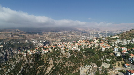 Fototapeta premium Aerial view of the city and valley in Lebanon