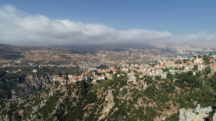 Fototapeta premium Aerial view of the city and valley in Lebanon