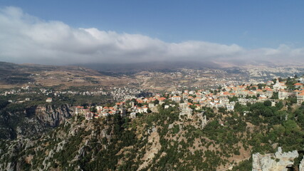 Fototapeta na wymiar Aerial view of the city and valley in Lebanon