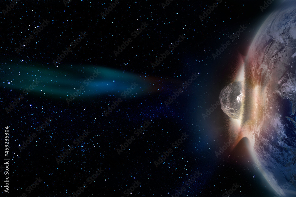 Wall mural meteorite crashes into the earth. eelements of this image furnished by nasa.