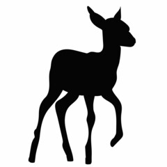 black silhouette of a fawn isolated, vector