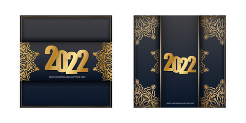 2022 brochure merry christmas black with abstract gold pattern