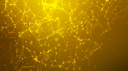 Abstract background Dot and connect line for cyber technology futuristic and network connection concept with dark and grain processed wide screen ratio.