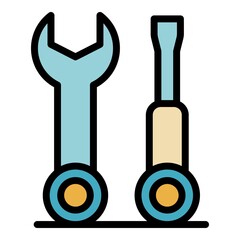 Repair tools icon. Outline repair tools vector icon color flat isolated