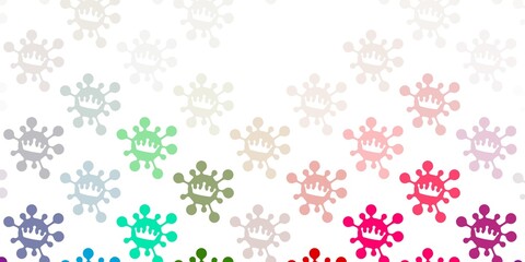 Light green, red vector pattern with coronavirus elements.