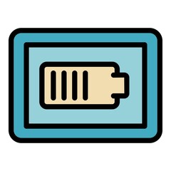 Battery charging icon. Outline battery charging vector icon color flat isolated