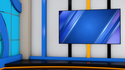 Virtual studio set.news studios background.3D render Virtual studio Background.news studio virtual vizrt television set design
