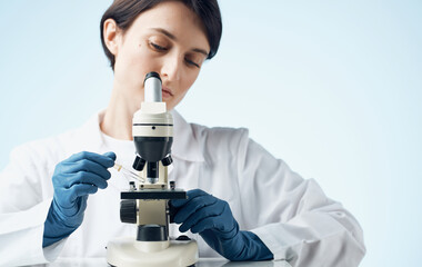 laboratory assistant chemical solutions biologist research study close-up
