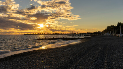 Seascape with a view of the beach in Sukhumi, Abkhazia