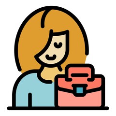 Tourism manager icon. Outline tourism manager vector icon color flat isolated