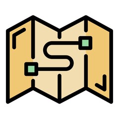 Tourism map icon. Outline tourism map vector icon color flat isolated